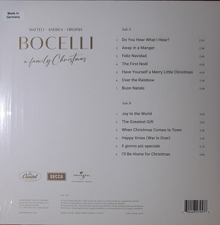    Andrea Bocelli, Matteo Bocelli, Virginia Bocelli - Matteo  Andre  Virginia Bocelli A Family Christmas (LP)         