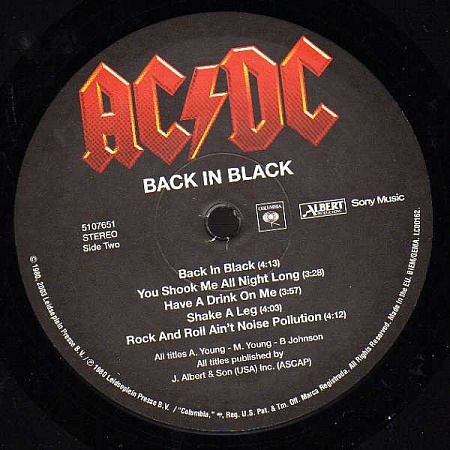    AC/DC - Back in Black (LP)         